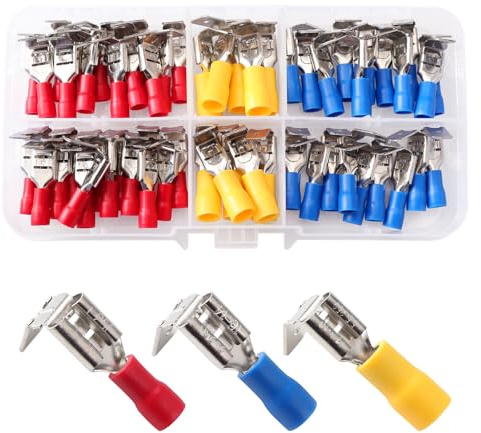 Lyeteung 60 Stücke Piggyback Kabelschuhe Set, Isolierte Piggybackösen Kabelschuhe, Quetschverbinder, Isolierte Elektrische Steckverbinder Klemme, für Auto Reparaturen, 22-10 AWG