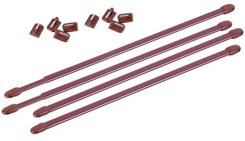 4 Tringles Télescopiques de 30 à 50 cm – Coloris Marron – Kit Complet avec Crochets Autocollant Inclus– Idéal pour Voilages et Brise-bise – Pose Sans Trou ni Vis