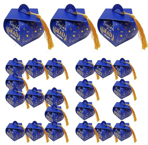 Graduation Boxes 2026 – Graduation Hat Treat Boxes med tofsar, dekorativa godis- och chokladhållare | Bulk Party Favors för college, gymnasieskola, bal, dagis, födelsedag, firande