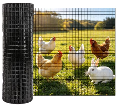 Acekool Maschendrahtzaun, Verzinkte Drahtgitter, für Tiergehege, Käfige | Rolle, Viehzaun geeignet für Rinder, Schweine & Schafe, vinylbeschichteter Weidezaun