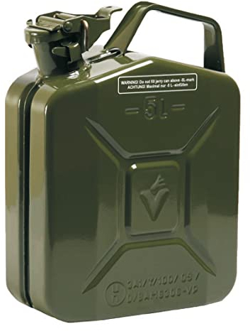 HP Autozubehör Tanica per Benzina in lamiera di Acciaio 5 Litri Colore: Verde Oliva