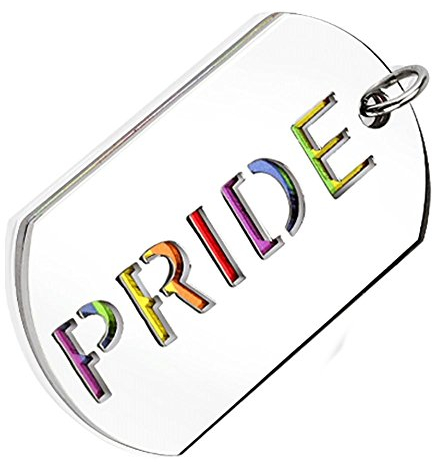 Bungsa Pride Anhänger bunt - Gay Pride Dog Tag in Regenbogenfarben - bunter Edelstahl Kettenanhänger für Damen & Herren - Rainbow LGBT Lesbisch Gay Pride Anhänger