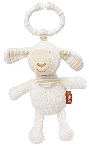 Fehn 154887 Mini-Schaf mit Ring - Greifling zum Rasseln, Fühlen, Spielen mit kuschelweichem Stoff-Tier – EIN treuer Begleiter für Babys und Kleinkinder ab 0+ Monaten