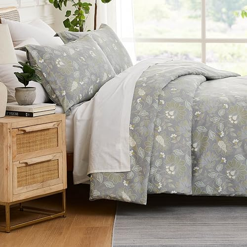 Southshore Fine Living, Inc. Duvet Cover King/California King Size Set – Extra Soft Bedding w/Zipper Closure – King Duvet Cover Set 108x98, 2 Pillow Shams 20x36 – Wrinkle Resistant– Blossom Slate
