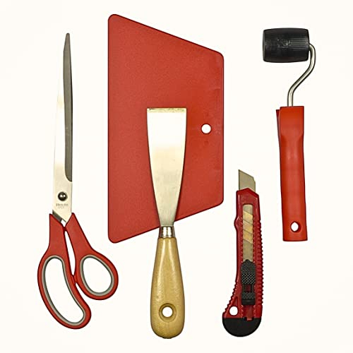 Tapezierwerkzeuge Set 5-teilig Tapezierschere Nahtroller Cutter Andrückspachtel Malerspachtel