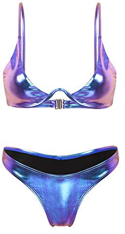 YOOJIA Dam mikrobikini sexiga badkläder dam mini bikini G-string dam 2-delad sexig stringtröja micro mini bikini strand pool simning, Färg: blå, S