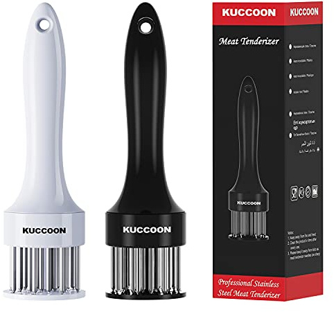 KUCCOON Meat Tenderizer Tool (2-Pack) Stainless Steel Needle Ultra Sharp 24 Blade Tenderizer Tool for Tenderizing Beef Chicken Steak Veal Pork