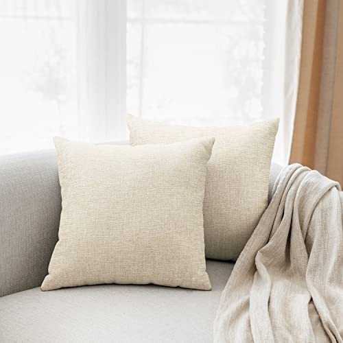 All Smiles Kissenbezug 40x40 Leinen Bettwäsche Kissenbezüge Dekokissen Kissenhülle mit Verstecktem Reißverschluss für Sofa Auto Couch Bett Schlafzimmer，Leinen 2er Set