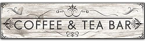 Free Pintree Original Retro Design Kaffee und Tee Bar Holzschilder Wandkunst | Natürliches Holzbrett Print Poster Wanddekoration für Café/Küche/Kaffee-Ecke/Kaffeekanne