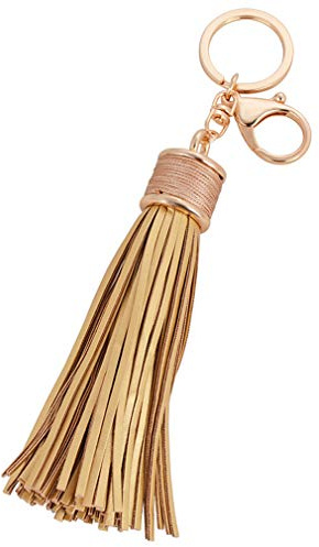 YAZILIND Leder Quaste Frauen KeyRing Geschenk Freundin Beste Freundin Mutter Schwester Handtasche Charme Schlüsselring Dame Anhänger Braun