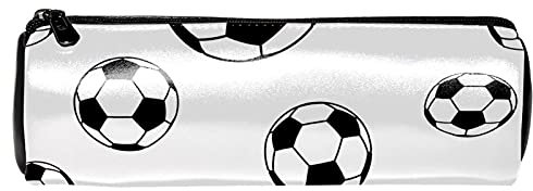 Federmappe mit Fußball-Motiv, Leder, Schwarz / Weiß