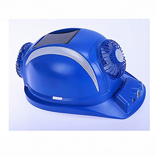 AXTMR Casques Chantier Solaire réglable à Double Ventilateur, Protection tête avec Charge Bluetooth et Conception d'autocollants réfléchissants,Casques la Construction imperméable,Blue,6000mA