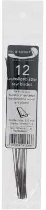 PRODIAMANT Lama per sega a traforo misura 5, media, per legno e plastica, 12 pezzi, 130 mm, Made in Germany