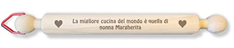 NM Idee Regalo Regali nonna compleanno Mattarello legno Personalizzato Mattarello decorativo 40 cm Idea regalo di Natale o Festa dei nonni personalizzabile con decorazioni (Personalizzato)