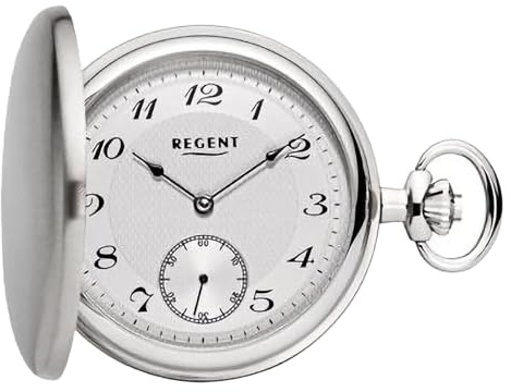 Regent Herren Taschenuhr Savonnette Edelstahl 50 MM Mechanischer Handaufzug Arabische Zahlen P-717