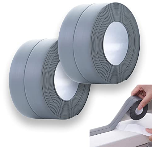 2-teiliges Set Selbstklebende Dichtband, Dichtband Selbstklebend Waterdichte Tape, Wasserdichtes klebeband, dichtungsband selbstklebend, Fugendichtungsband für Küche, Toilette, Badewanne,Lücke grau…