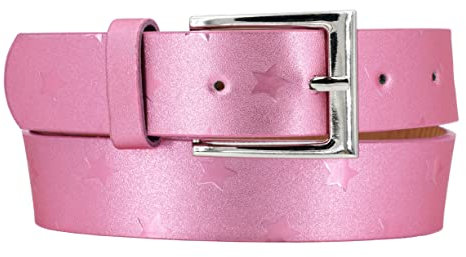 EANAGO Kinder Glitzergürtel mit Sternenmuster – Funkelnder Kindergürtel 2,5 cm breit, verstellbar, rosa Glitzeroptik mit silberner Schnalle – Accessoire für Mädchen & Jungen - vegan