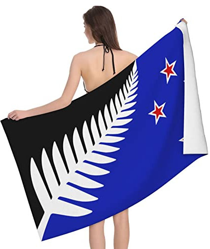 Strandtuch Neuseeländische Maori-Farn-Flagge Duschtuch Saugfähig Strandhandtuch Leichtes Schwimmhandtücher Für Yoga Strand Fitness,80X130Cm