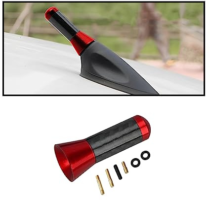 CGEAMDY Autoantenne Auto Dachantenne, Kurzantenne Für Auto, Antennenstab Kurzstab Tuning Autoantenne, Autoradio Antenne Kurz Mit Starker Fm/Am Empfangsfunktion(Rot)