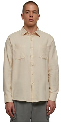 Urban Classics Solid Flannel Shirt Uomo Camicia Maniche Lunghe Verde Oliva Regular