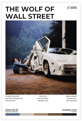 Filmposter The Wolf of Wall Street, Leinwand-Poster, Wandkunst, Dekor, Bild, Gemälde für Wohnzimmer, Schlafzimmer, Dekoration, ungerahmt, 60 x 90 cm