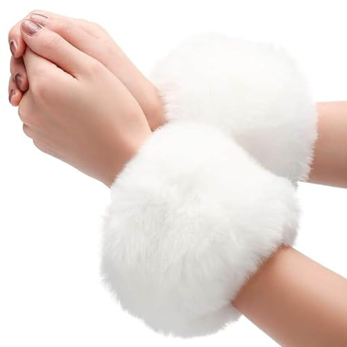 ZEACCT 1 Vize Fellstulpen Manschetten, Pulswärmer Fell Manschetten, Pelz-Handgelenkmanschetten, Kunstpelz-Handgelenkmanschetten, Weiches Kurzes Fell-Handgelenkband, für Frauen und Mädchen
