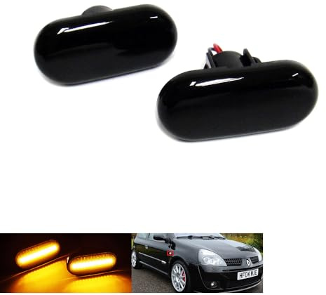 RZG 2x Black Smoked Lens Side Indicator Amber LED Marker Repeater Light For Clio I II Espace III Kangoo I II Megane I Master II Trafic II Twingo Fortwo 453