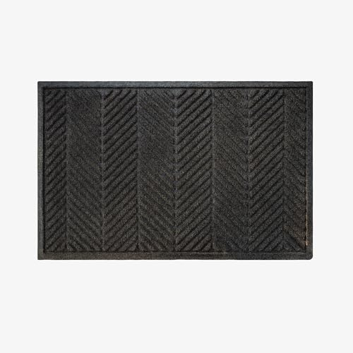 Waterhog Machine Washable Door Mat, Herringbone Charcoal 60 x 90 cm - Heavy Duty Dirt Trapper Entrance Mat, Non-Slip Rubber Backed, Indoor/Outdoor Use, Made in Europe