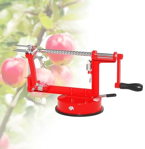 Apple Peeler Corer, SZ LINGKE 3 In 1 Apple Peeler Slicer Corer with Powerful Suction Base and Stainless Steel Blades for Apples Pears and More, Rust