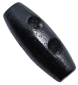 Ersatzknöpfe, Mantelknöpfe, hölzerne Knebelknöpfe, Doppelloch-Nähknöpfe, 10 (Größe: 6,5 cm) (Farbe: Schwarz)