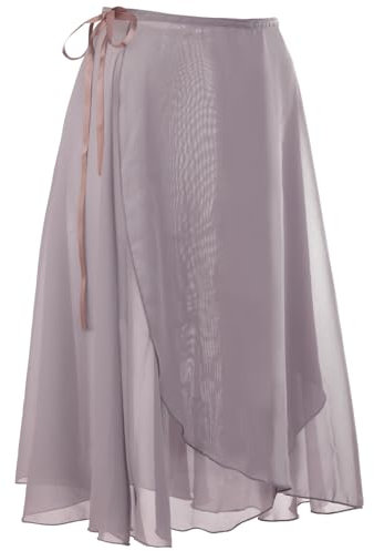 zffriction Damen Ballettrock Wickelrock Chiffon Tanzrock Verstellbare Taillenband Gymnastik Ballettrock für Erwachsene Frauen (DE/NL/SE/PL, Alphanumerisch, Einheitsgröße, Regular, Regular, Violett)