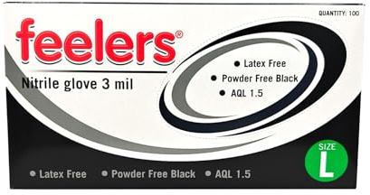Feelers Black Nitrile Gloves Large Size 3mil