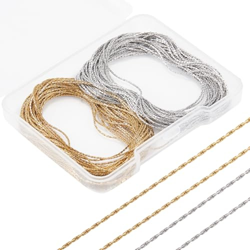 SUNNYCLUE 1 Box 33 Feet/10m Soldered Necklace Chain Stainless Steel Long jewellery Chains Bulk Metal Sliver Gold Cardano Unfinished Link Extension Connectors Chain for jewellery Making Necklace DIY Cr