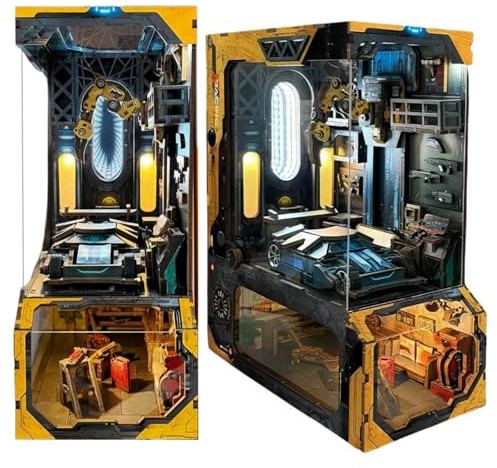 Kit de bricolage pour book nook atelier automobile – Garage mécanique de style Cyberpunk 3D, serre-livres fait à la main pour adulte