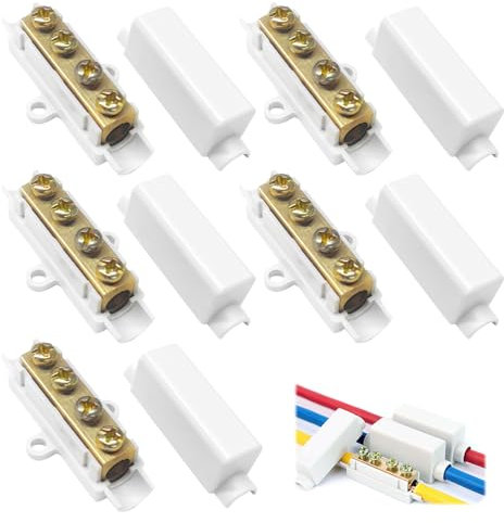 Bornier 5PCS Connecteur de Fil Conducteur en Laiton Double Vis Coque ABS Bornier Boîte de Jonction ABS Ignifuge pour Câbles 2.5-16mm² 1000V 100A ZK-1116