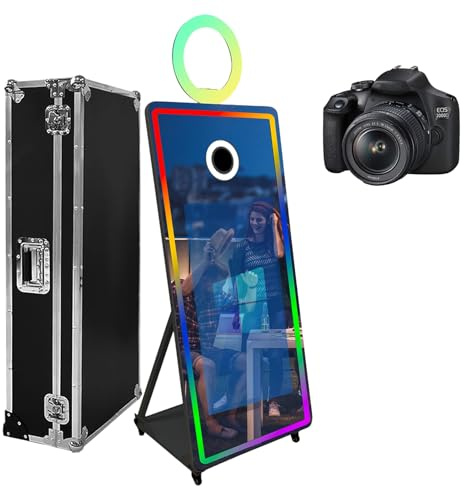 65-Zoll-Magic-Mirror-Fotokabine mit Kamera und Fülllicht Bewegliche 43-Zoll-Touchscreen-Fotokabine mit Flightcase für Hochzeiten