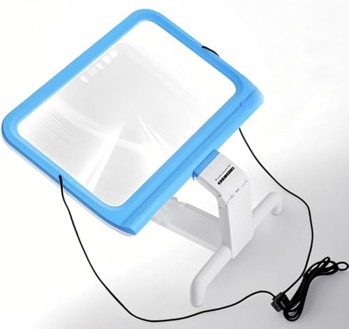 Large Page illuminated Magnifying Glass with 48 Led Lights for Reading Hobbies, Hands Free Neck Magnifier with Stand, 2.5X Handheld Magnifier Folding for Craft Close Work Elderly Visually Impaired