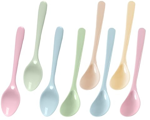 Cuillères En Plastique 8 Pièces, Cuillères À Long Manche, Cuillères Mignonnes, Cuillères Pour Enfants, Ustensiles De Cuisine, Cuillères De Table Durables