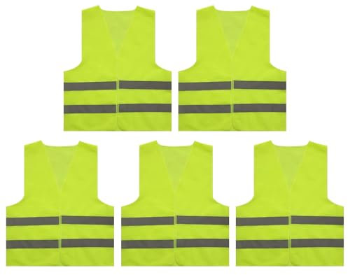 Embhlitfe Gilets de sécurité haute visibilité pour voiture, lot de 5 EN ISO 20471 - gilet de sécurité hautement réfléchissant pour voitures avec matériau respirant