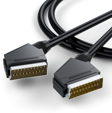 Cavo Scart 21 Poli, Adattatore Connettore SCART Compatibile con RGB, Nero, 3 m, Collegamenti Analogici video/audio per TV, registratore, lettore DVD, VCR - Schermatura Multipla (maschio a maschio)