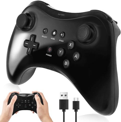 Game Controller kompatibel für wii u pro controller, Schwarz Wireless Classic Wireless Joypad Fernbedienung für Wii U Gamepad Konsole kompatibel Wii U Pro Erweiterung