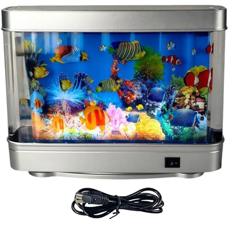 Ruwshuuk Künstliches Aquarium Mit Fischdekor - Künstliches Aquarium Mit Beweglichen Fischen - Niedliches Realistisches Leuchten Sensory Deko Für Geburtstag Baby Erwachsene Kinder Nacht Freude