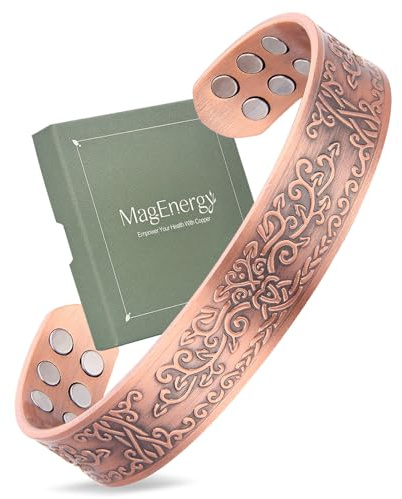 MagEnergy 99.99% Pure Copper 3500 Gauss Magnetic Therapy for Men, Birthday Present, 7.3inches Vintage, Adjustable (Copper 491)