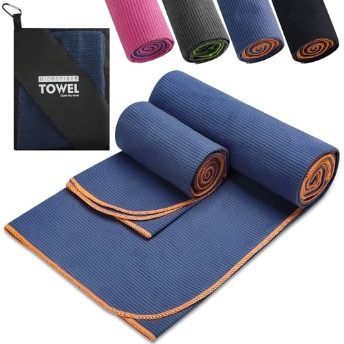 Elvior Asciugamano Microfibra | 180x90cm Telo Doccia Grande + 100x50cm Telo Palestra | Asciugatura Rapida, Leggero, Assorbente, Asciugamano Da Viaggio, Ideale per Viaggi, Spiaggia, Yoga, Palestra