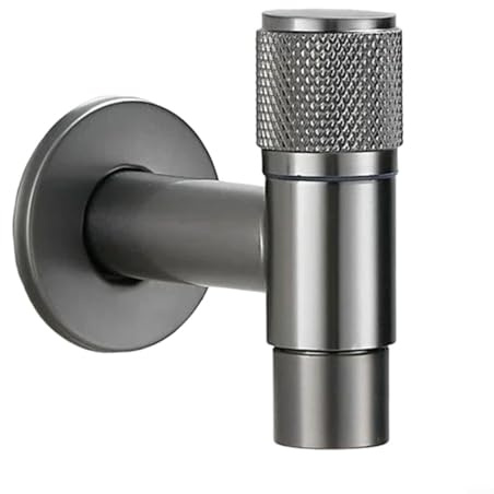 EXTRWORY Rubinetto da parete in acciaio inox, maniglia singola, valvola in ottone grigio a prova di perdite, per lavello, giardino, esterno, bagno, cucina, lavanderia (grigio)