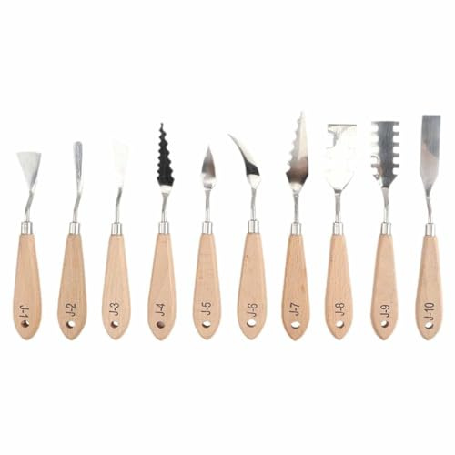 Lot de 10 spatules de peinture - Grattoir à peinture - Accessoires pour spatule à huile