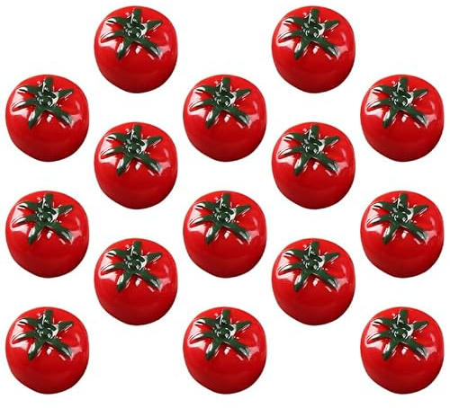 Toyvian 15 piezas mini de resina tomates frutos artificiales simulación realista en miniatura tomates frutas falsas verduras para casa de muñecas cocina decoración miniatura modelo fruta mesa