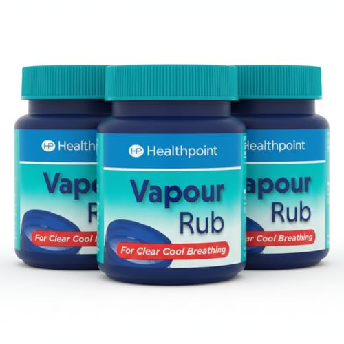Healthpoint Vapour Rub 100ml – Pack of 3 | Menthol Chest Rub for Cold, Flu & Nasal Congestion Relief | Eucalyptus & Camphor Vapour Balm | Soothing Vapour Ointment for Adults EPISHED Guide Included