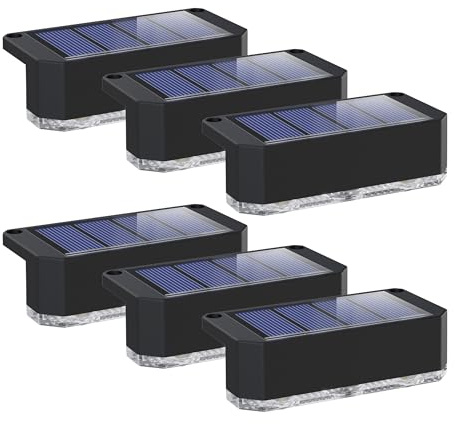 Peasur 6 Stück Solarlampen für Außen, Solar Zaunleuchten Aussenleuchte, Wasserdichte Solarleuchten Zaun, Solar Wandleuchte Aussen für Stufen Terrasse Garten Balkon, Kaltweiß