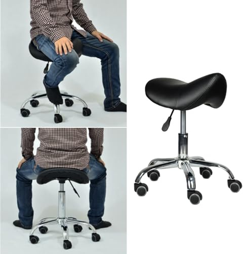 Ergonomisk sadelpall med hjul för professionella stillasittande, anti-trötthet kontor och salongsstol